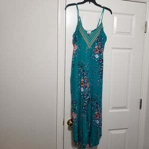 eyeshadow - Turquoise Floral Jumpsuit - Spaghetti Straps - Flowy - Medium